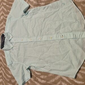 Nautica Mens Seersucker Short Sleeve Button Shirt, Size S Light Green…